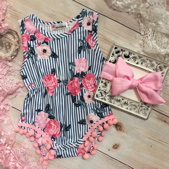 Other - Boutique Baby Girls Floral Romper & Headband
